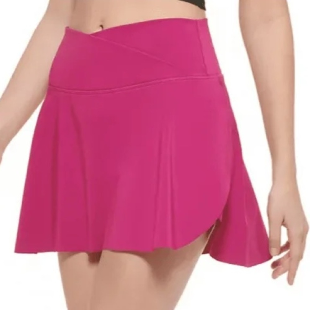 CALVIN KLEIN PERFORMANCE fuchsia crossover waist skirted shorts skort Large NWT